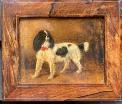 Early 19th century Antique Portrait of a King Charles Cavalier Spaniel dog 