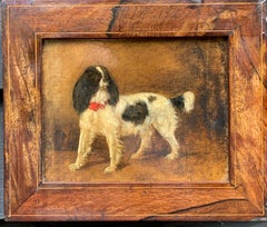 Portrait antique du début du 19e siècle d'un chien King Charles Cavalier Spaniel