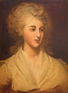 Elegant Georgian Lady Portrait In Ornate Rococo Gilt Frame Oil Painting Canvas