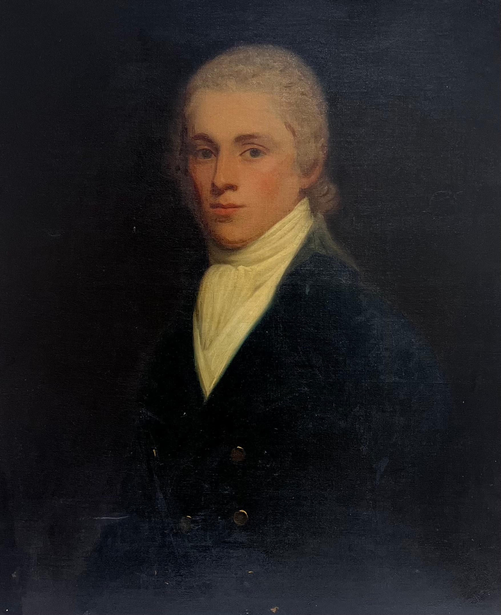 Fine 1830's English Portrait of Young Baronet Gentleman Large Oil Painting - Black Figurative Painting by 19th Century English School