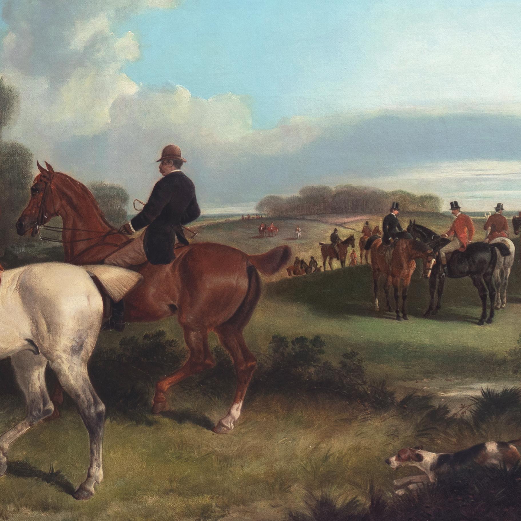 'Gone to Ground', Olio di caccia equestre di grandi dimensioni, Cavalli, Beagles, Inglese, Studio 2