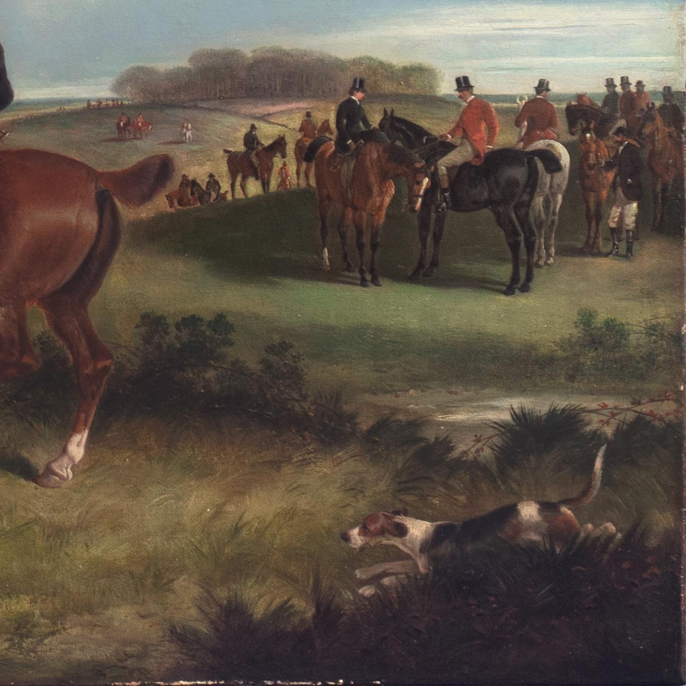 'Gone to Ground', Olio di caccia equestre di grandi dimensioni, Cavalli, Beagles, Inglese, Studio 3