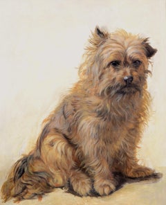 Portrait of a Terrier - Large Antique 19th Century English Dog Oil Painting