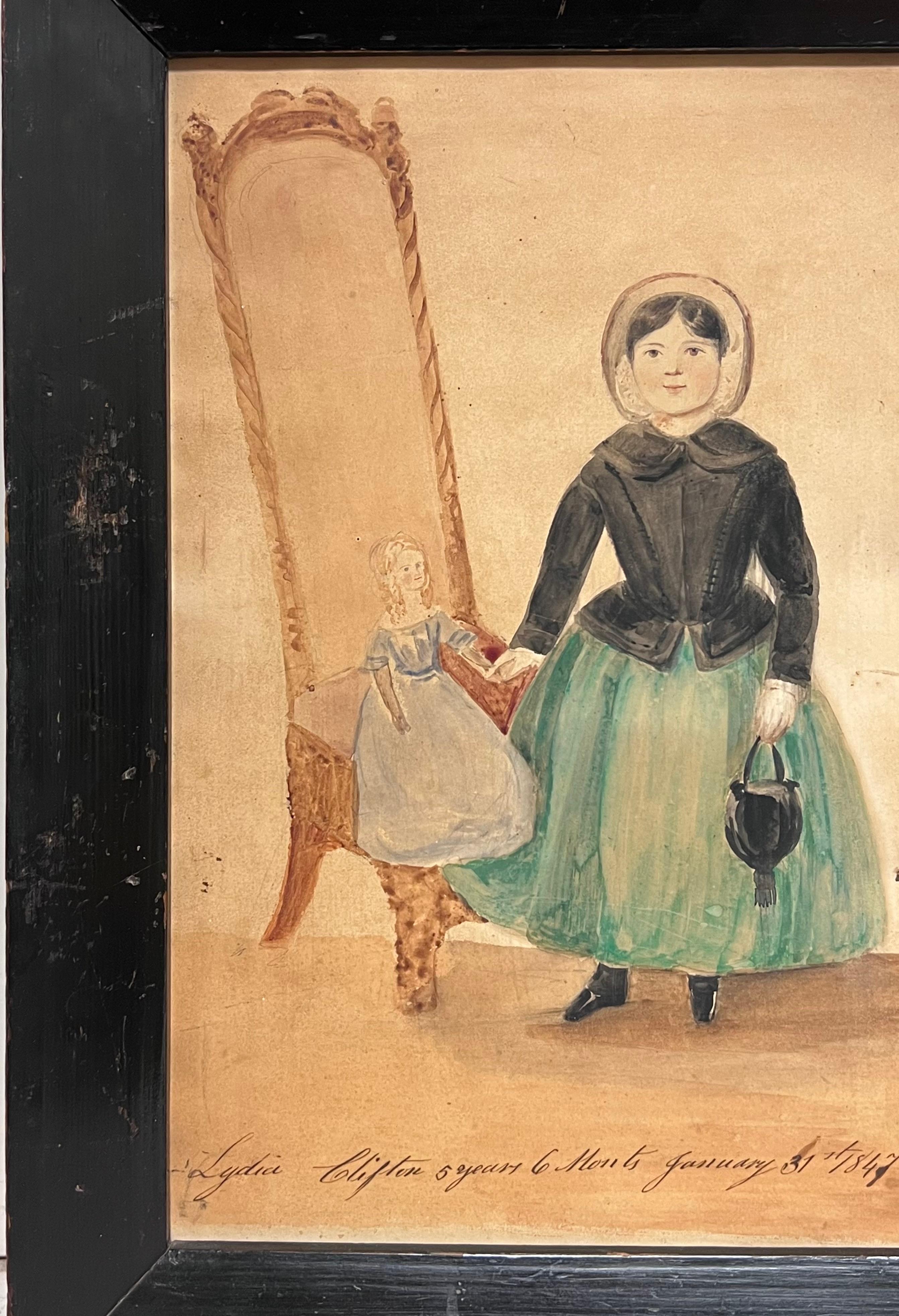 Porträt von Lydia Clifton, im Alter von 5 Jahren und 6 Monaten, datiert 31. Januar 1841 im Angebot 2