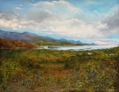 Scottish Highlands Mountain & Coastal Far Reaching View Oil Painting Landscape