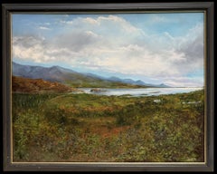 Scottish Highlands Mountain & Coastal Far Reaching View Oil Painting Landscape