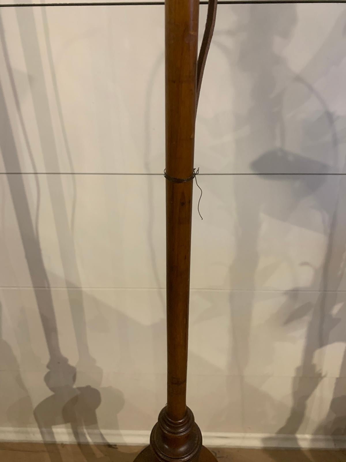 19th Century English Screen Pole as Floor Lamp with Painted Detail 3