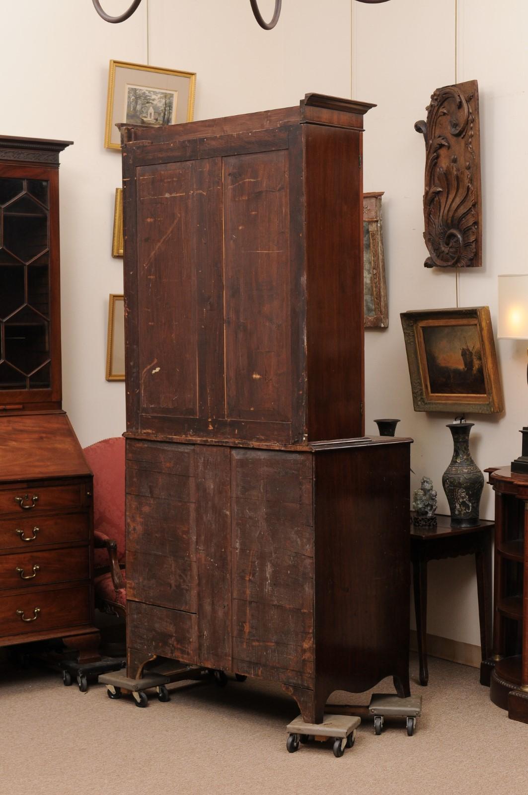  19th Century English Secretary Bookcase in Mahogany with Flat Cornice Top 9