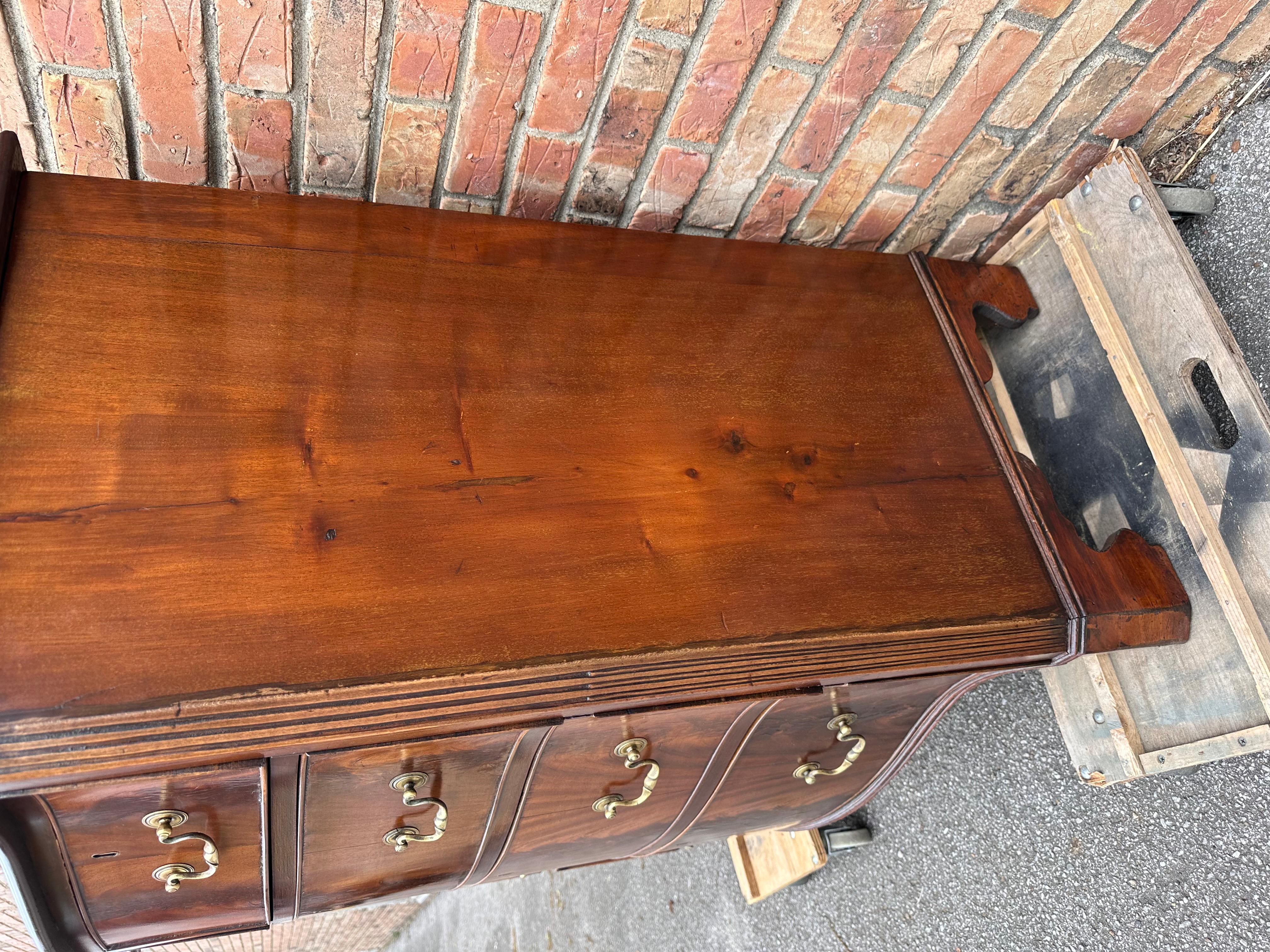 Hardwood 19th Century English Serpentine Front Chest For Sale