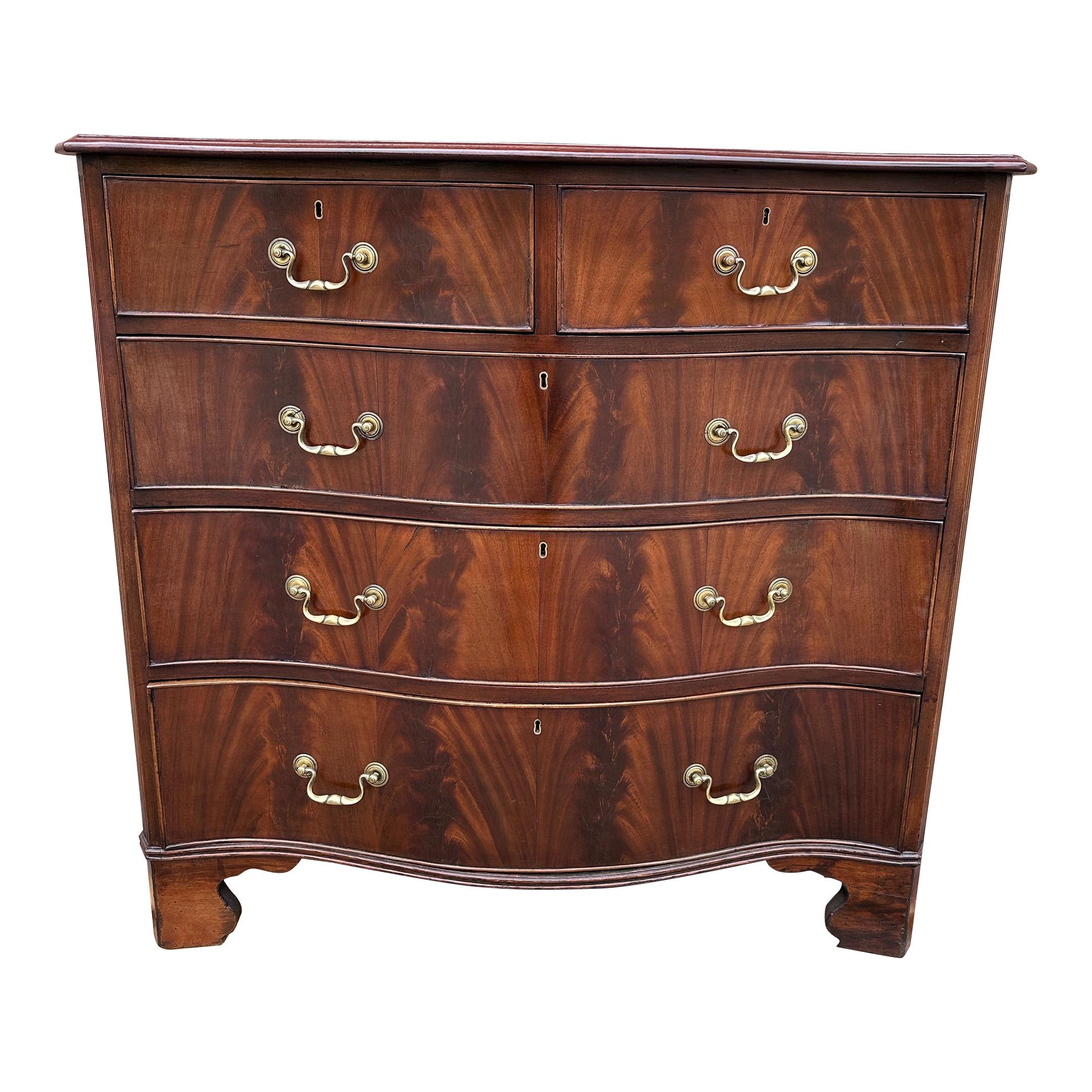 19th Century English Serpentine Front Chest For Sale