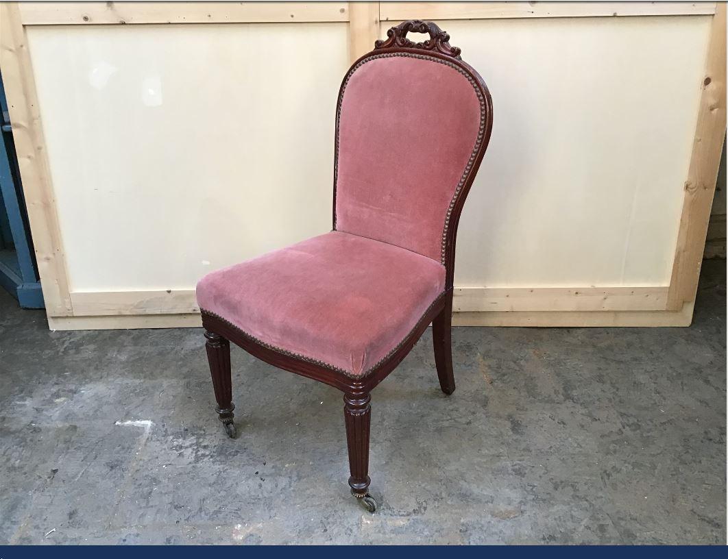 Victorian 19th Century English Set of 6 Mahogany Chairs with Original Upholstery, 1890s For Sale