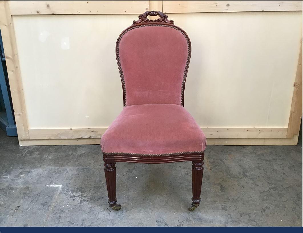 19th Century English Set of 6 Mahogany Chairs with Original Upholstery, 1890s In Good Condition For Sale In Florence, IT
