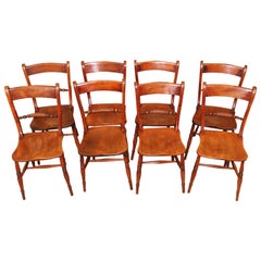 Antique 19th Century English Set of 8 Kitchen Windsor Dining Chairs