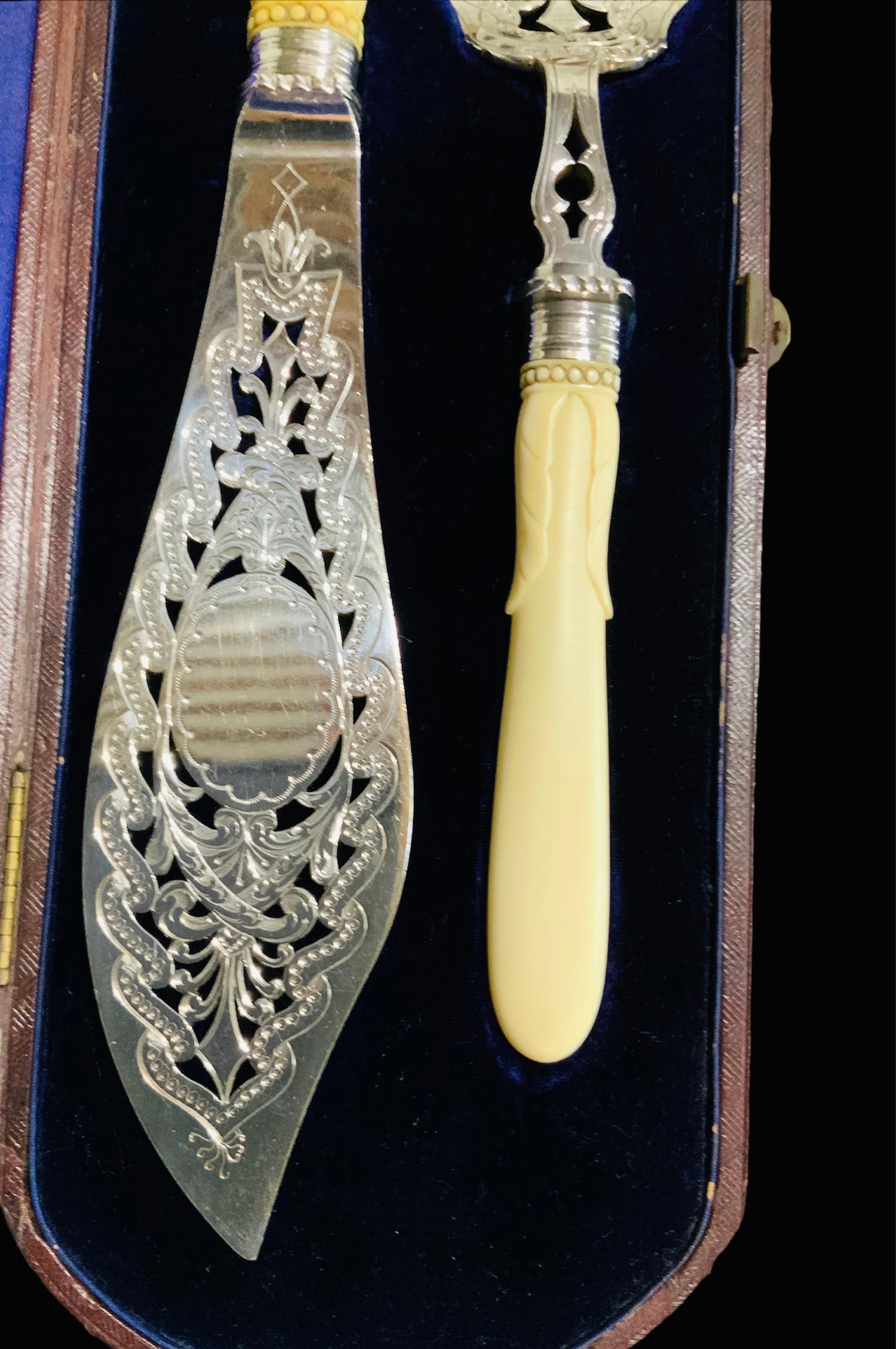 fish knives and forks with ivory handles
