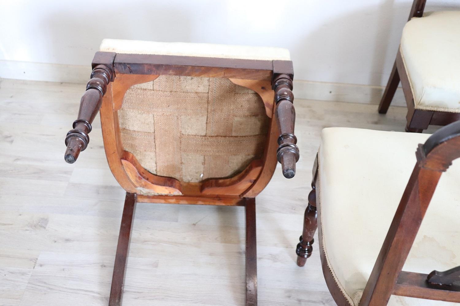 Walnut 19th Century English Set of Six Antique Chairs For Sale