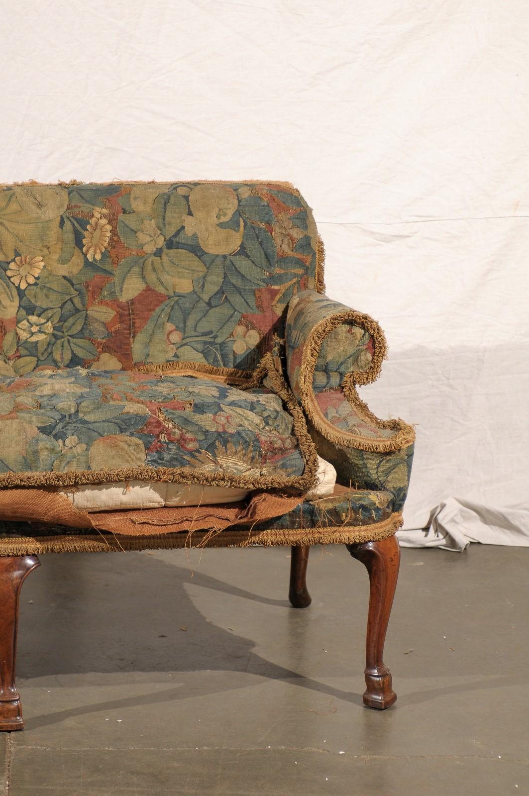 19th Century English Settee with Needlepoint Fabric In Good Condition In Atlanta, GA