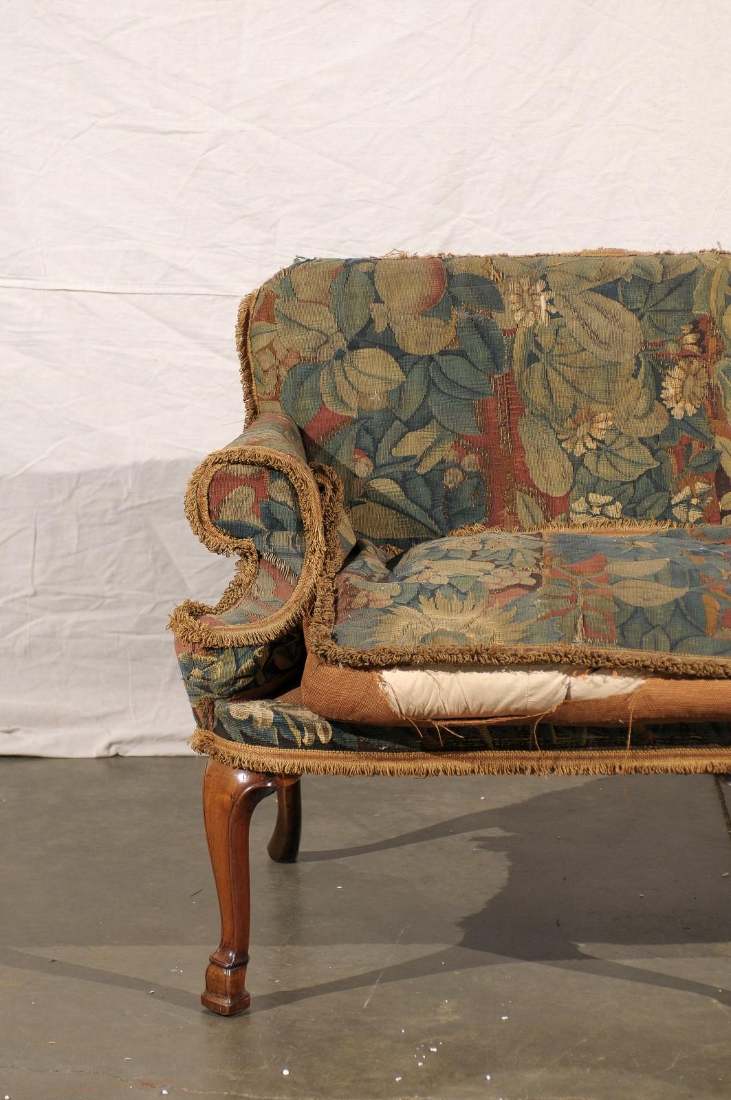 19th Century English Settee with Needlepoint Fabric 2