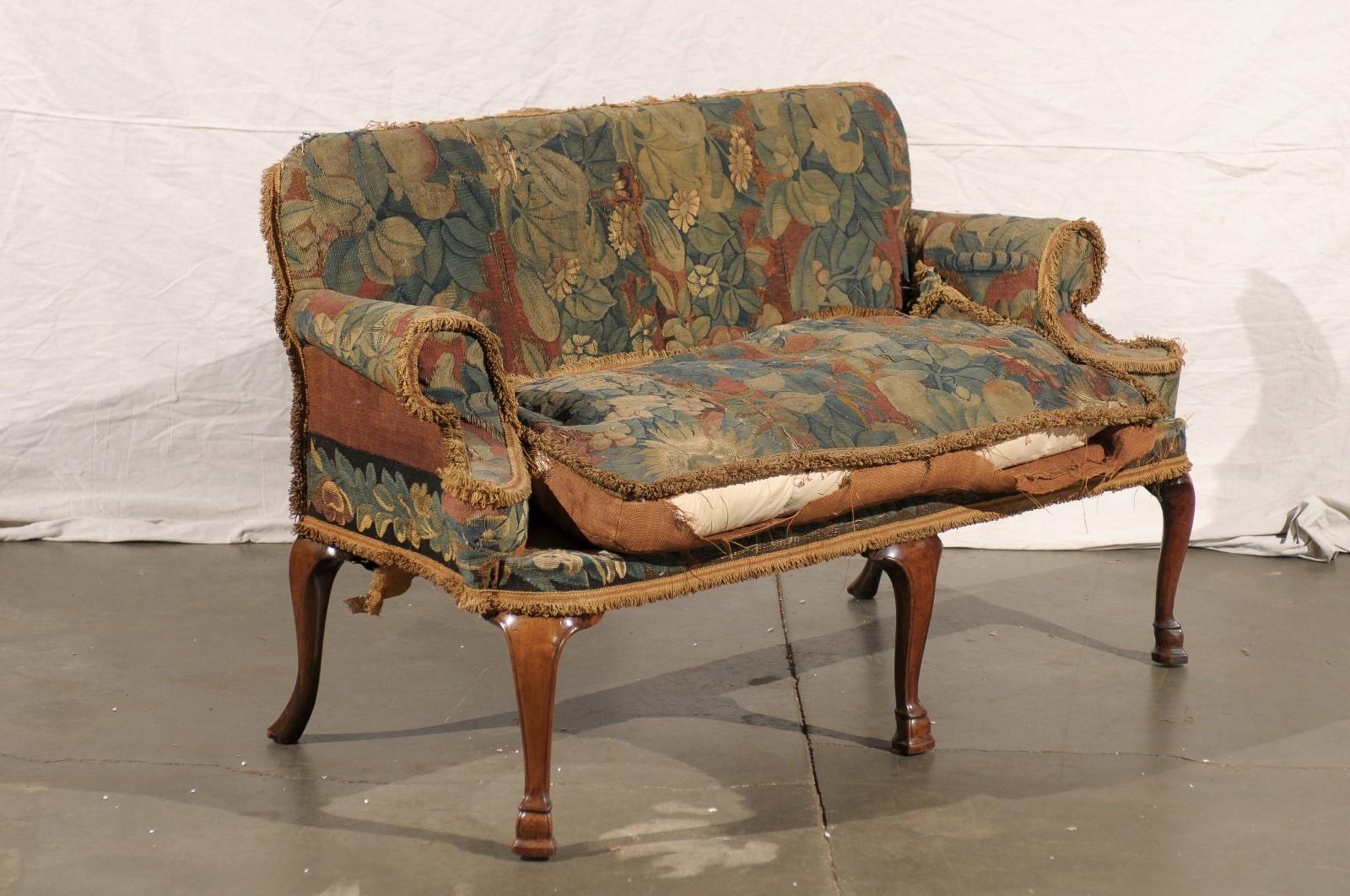 19th Century English Settee with Needlepoint Fabric 3
