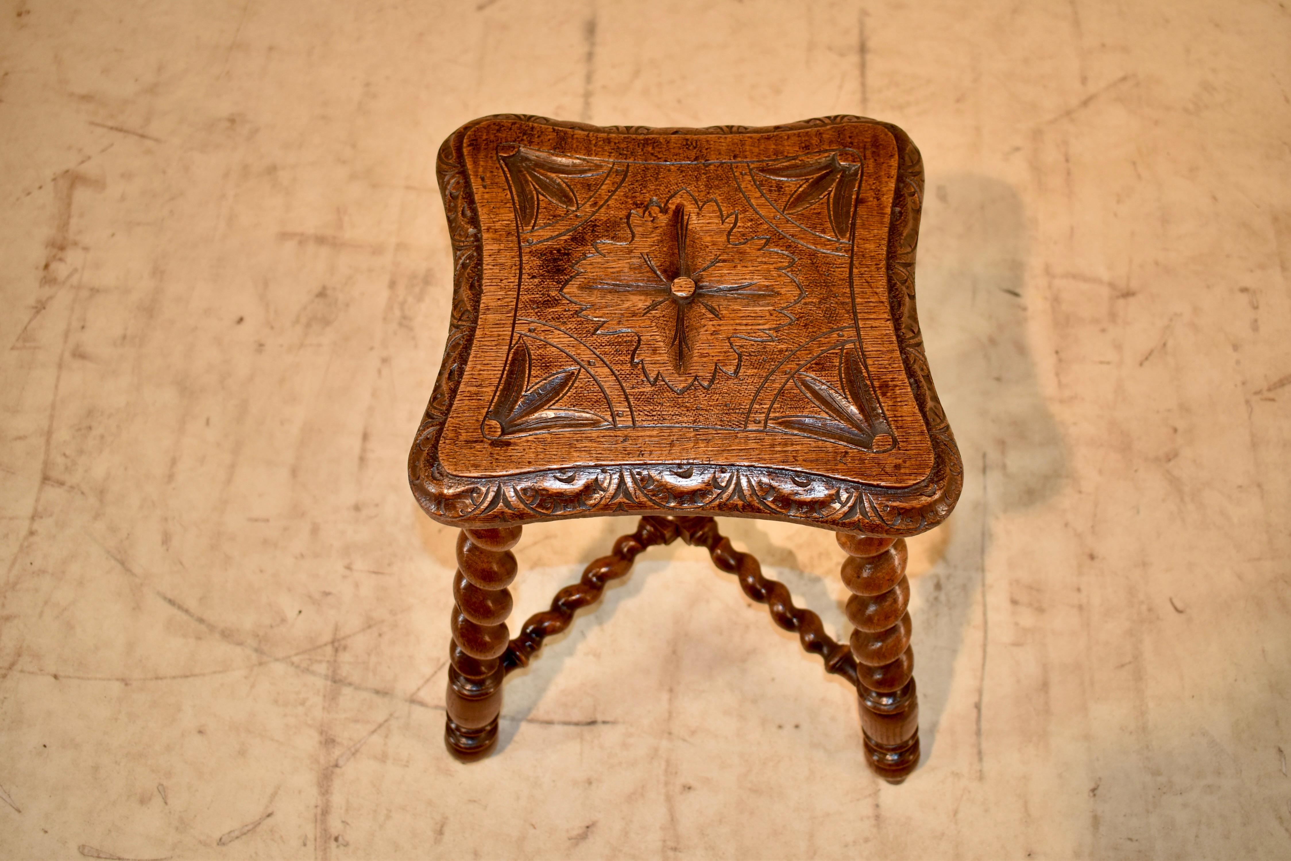 Oak 19th Century English Shaped Stool