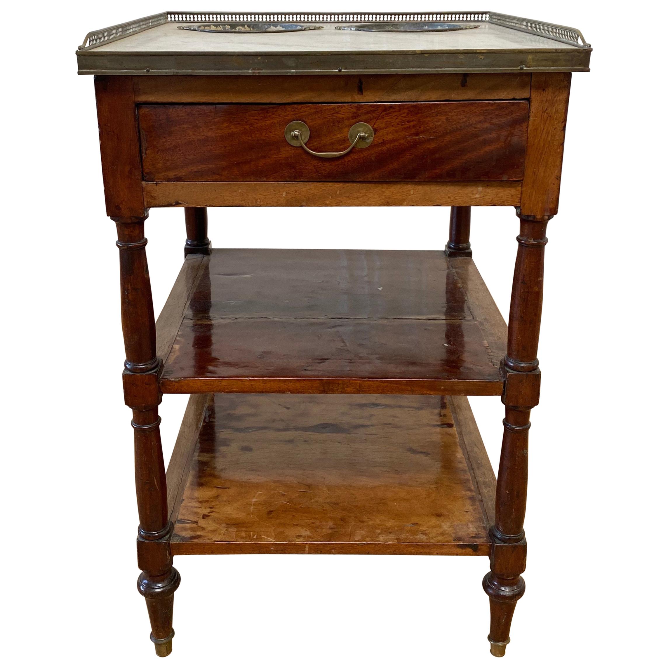 19th Century English Shaving Table with Marble Top