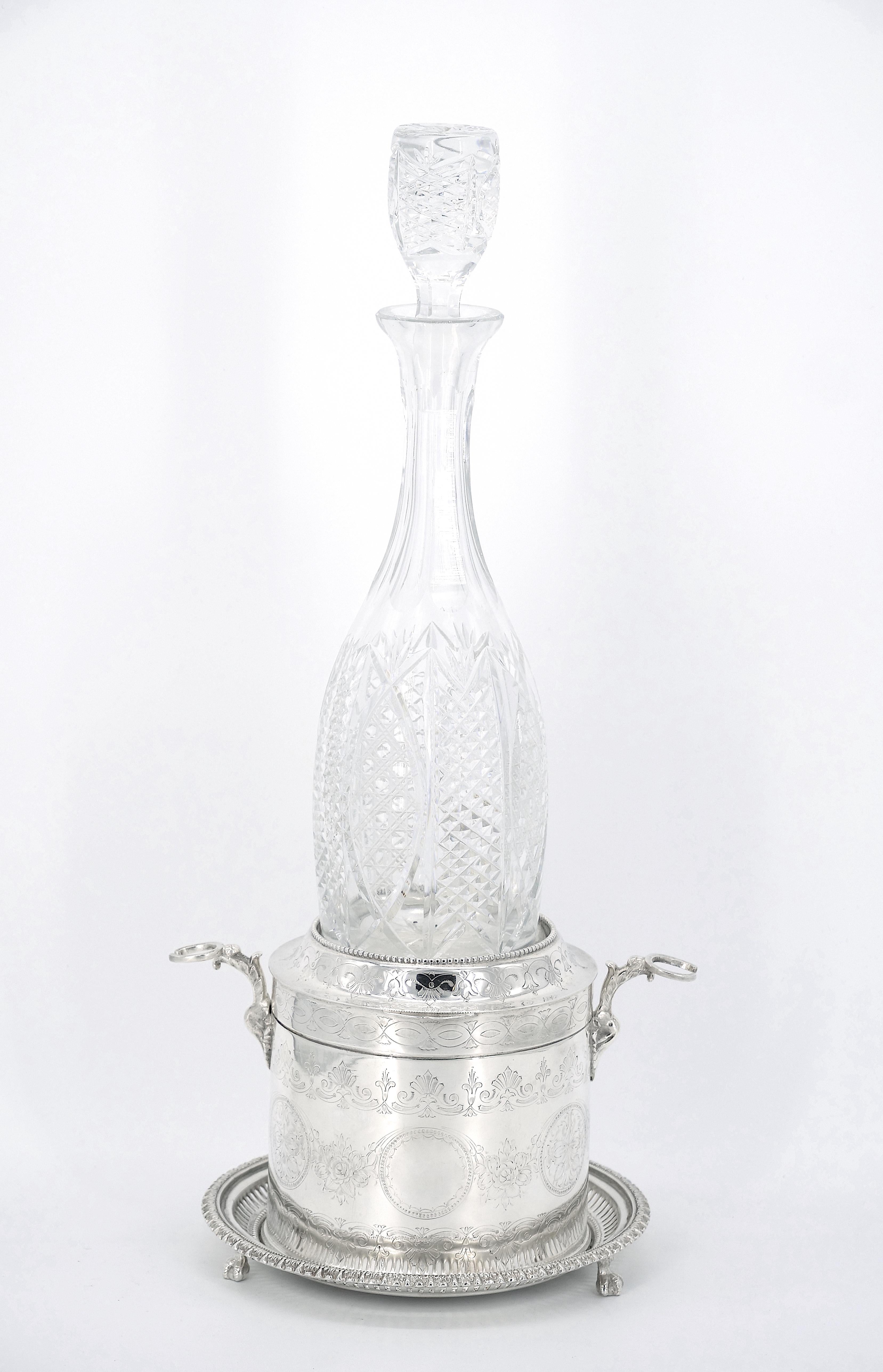 Victorian 19th Century English Sheffield Silver Plate Ice Bucket / Tantalus For Sale