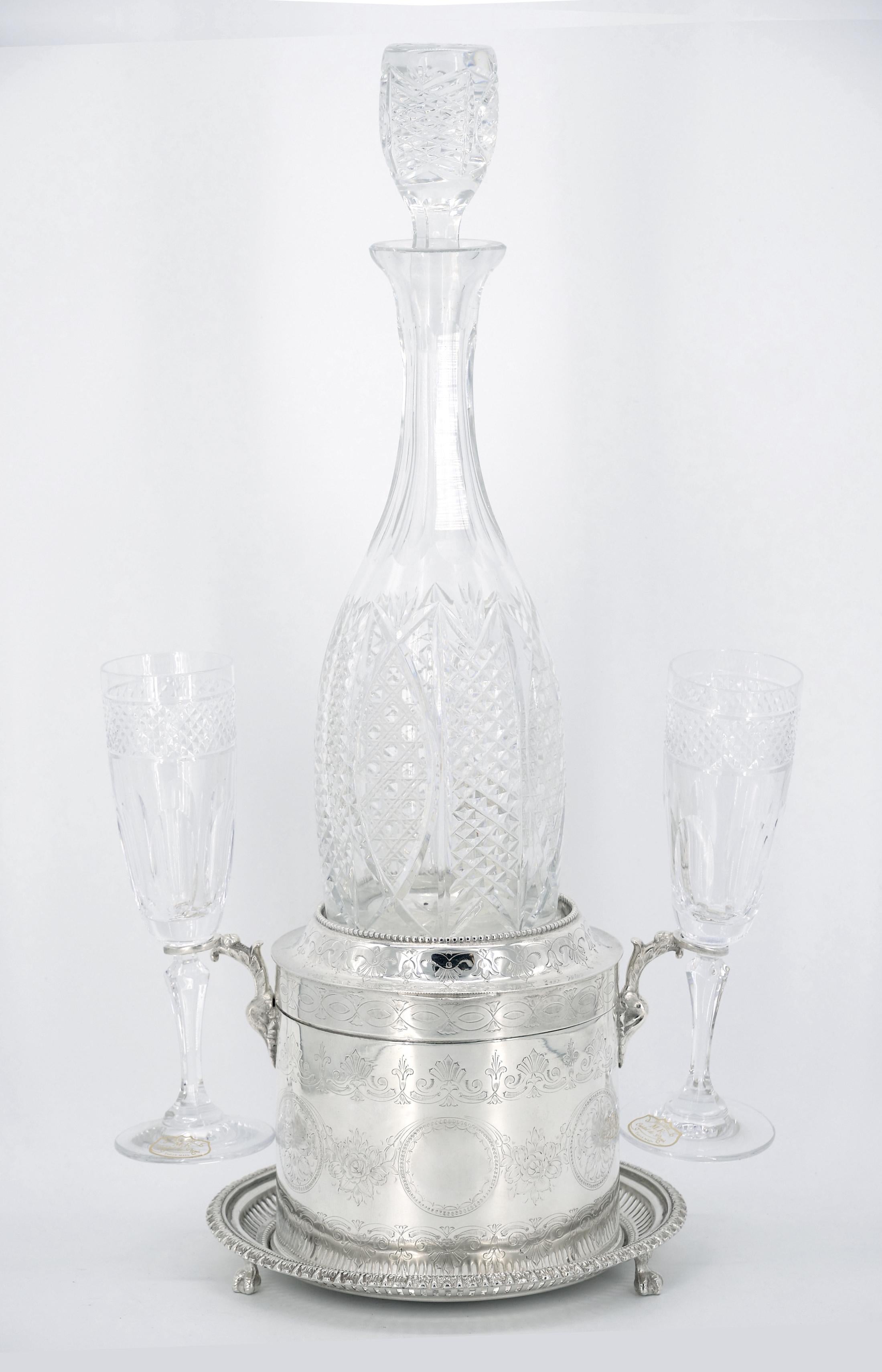 19th Century English Sheffield Silver Plate Ice Bucket / Tantalus For Sale 3