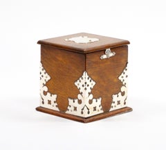 Porta tè in argento e quercia di Sheffield del XIX secolo