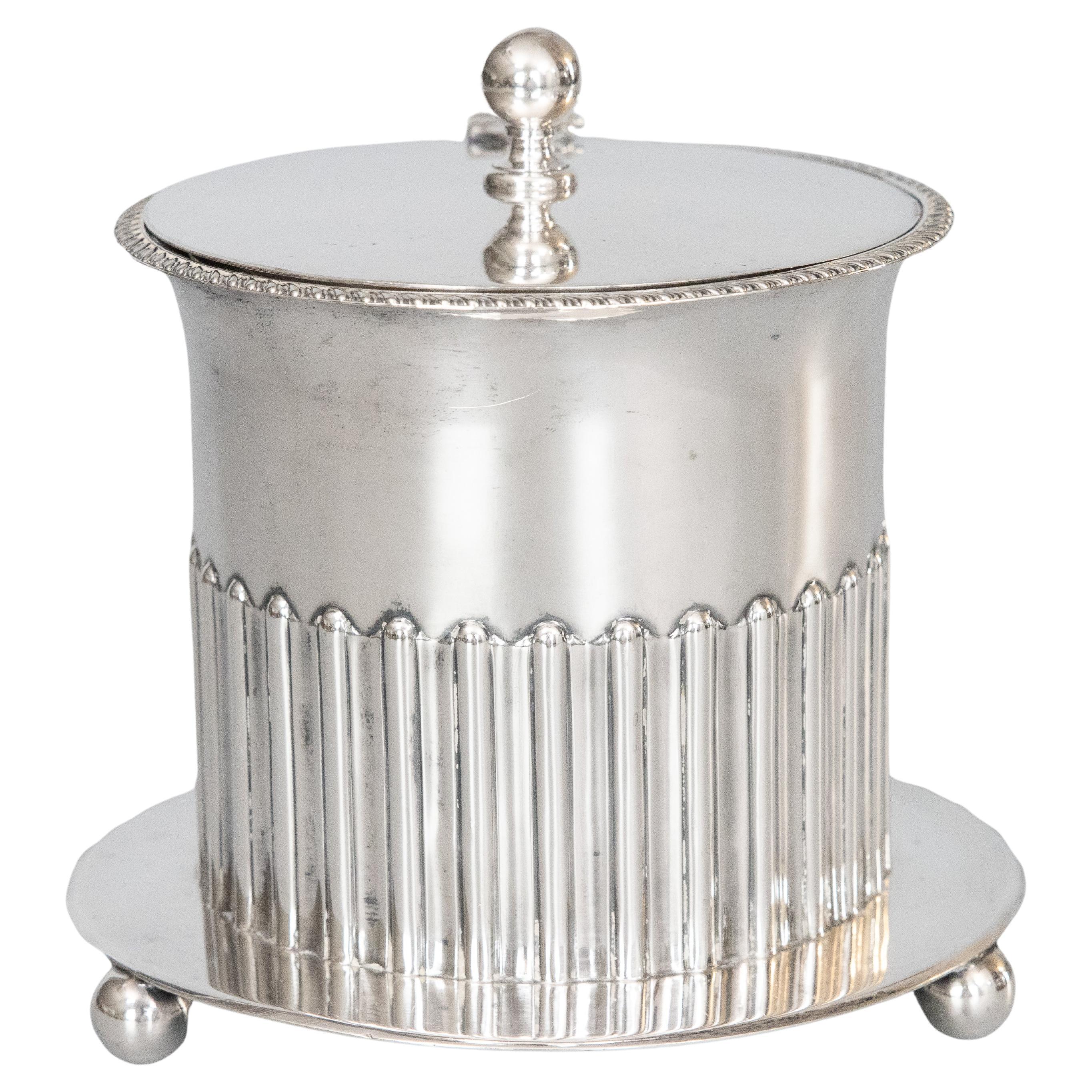 19th Century English Sheffield Silver Plate Tea Caddy Biscuit Barrel Box For Sale
