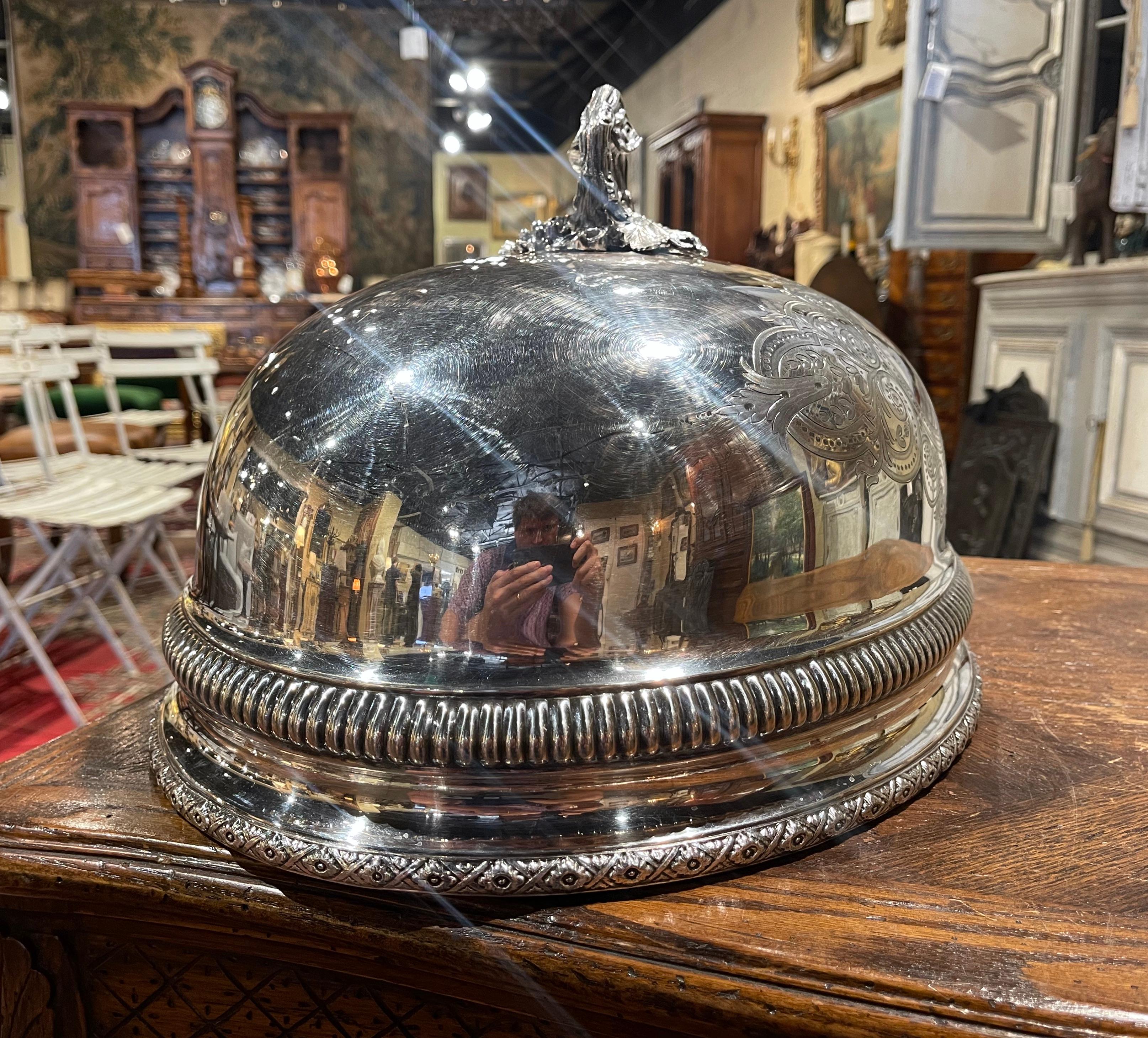 19th Century English Sheffield Silver Plated on Copper Meat Dome Cover In Good Condition In Dallas, TX