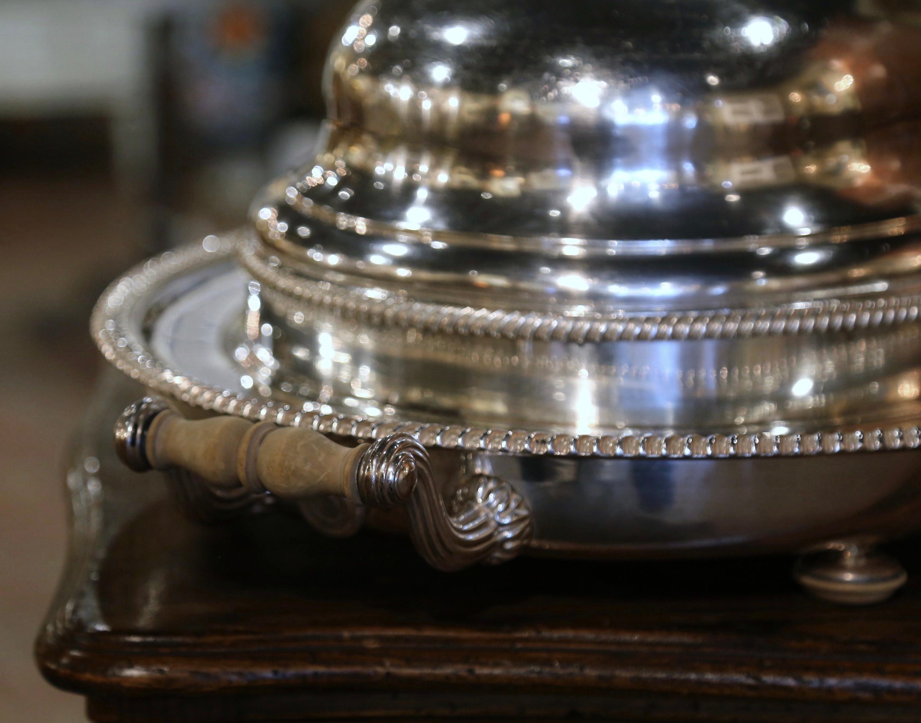 19th Century English Sheffield Silver Plated Two-Piece Well Tree and Meat Dome  For Sale 1