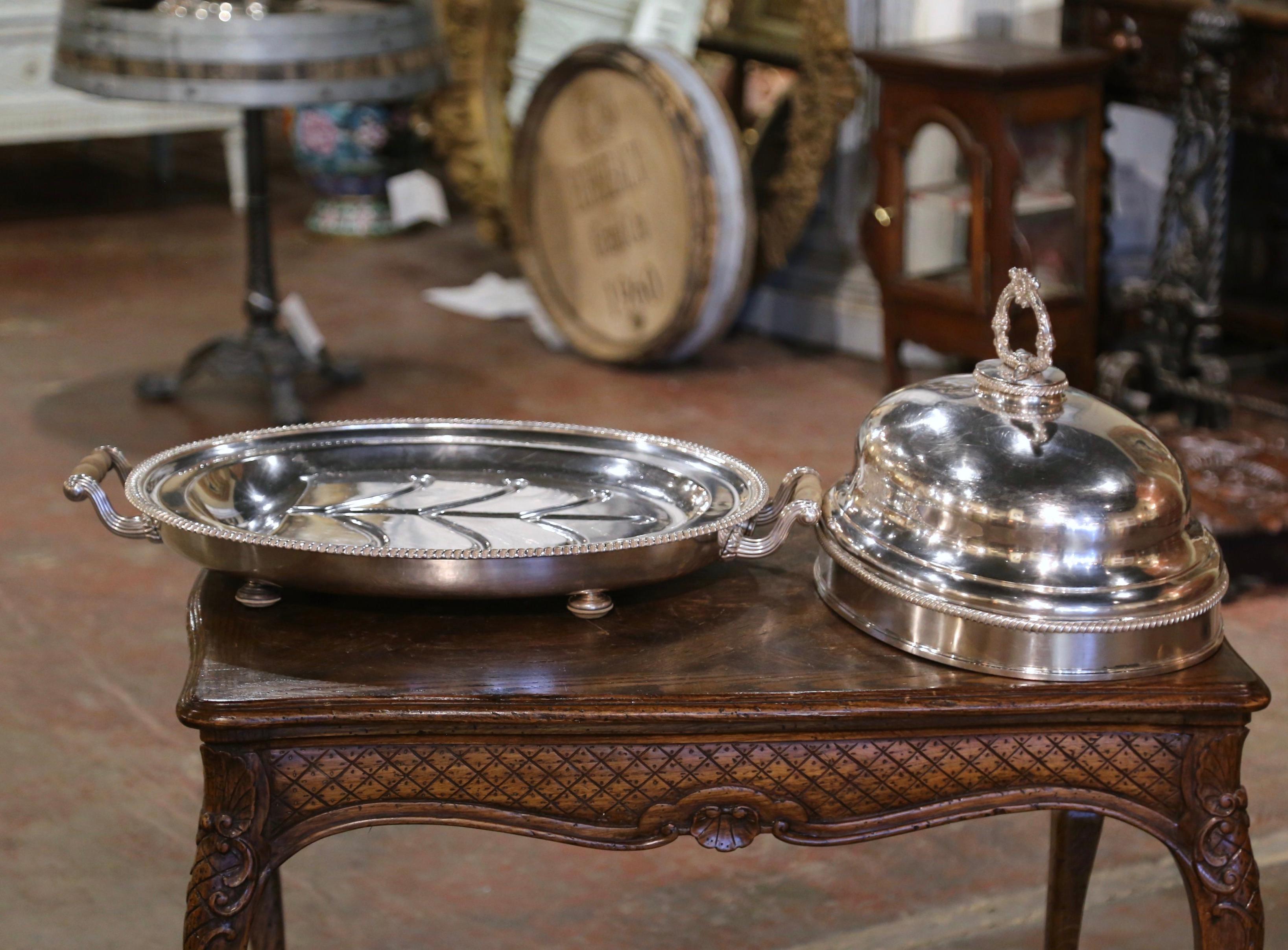 19th Century English Sheffield Silver Plated Two-Piece Well Tree and Meat Dome  For Sale 2