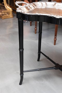 19th Century English Sheffield Silver Tray on Later Stand