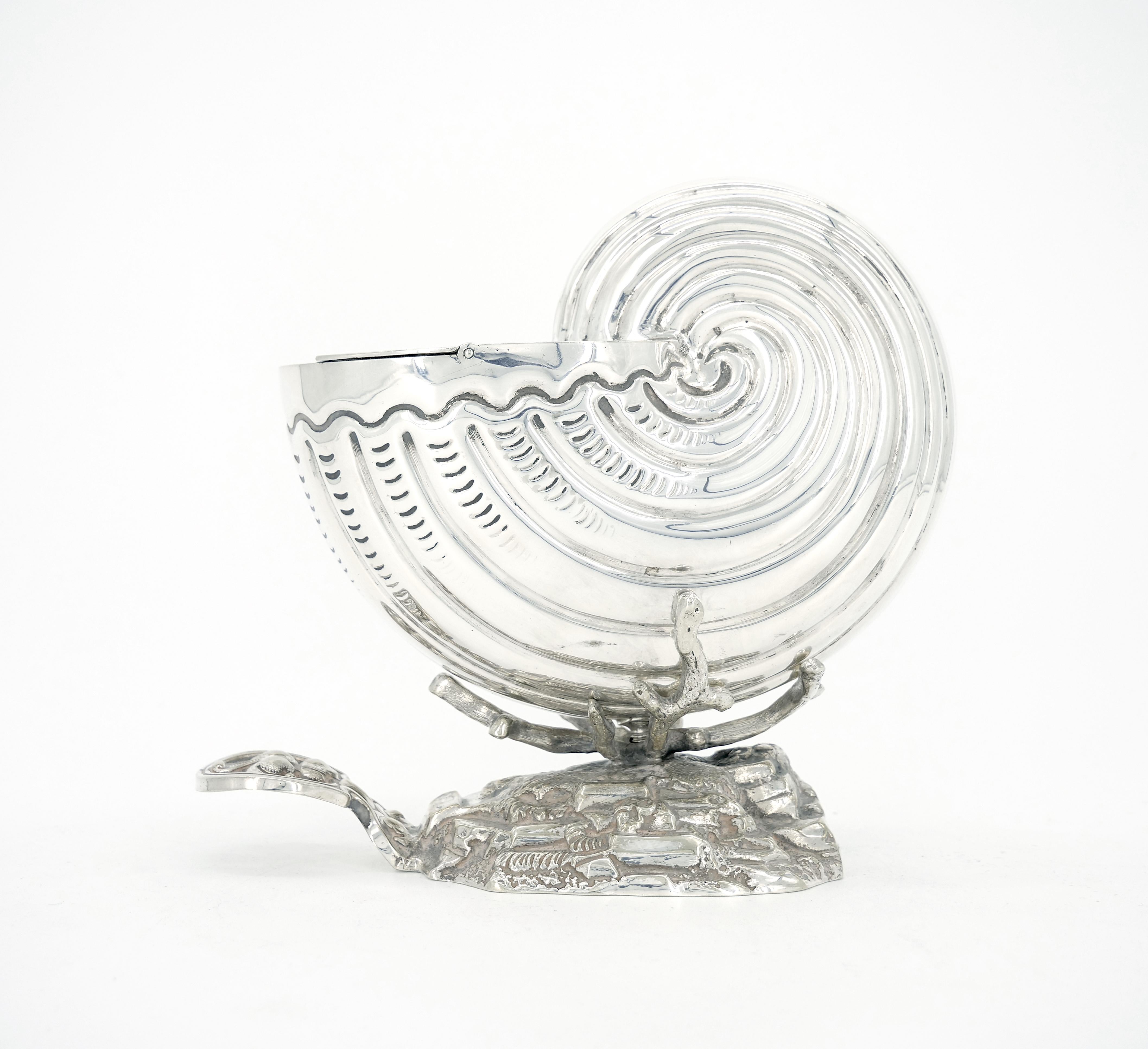 19th Century English Sheffield Silverplate Nautilus Shaped Spoon Warmer For Sale 6