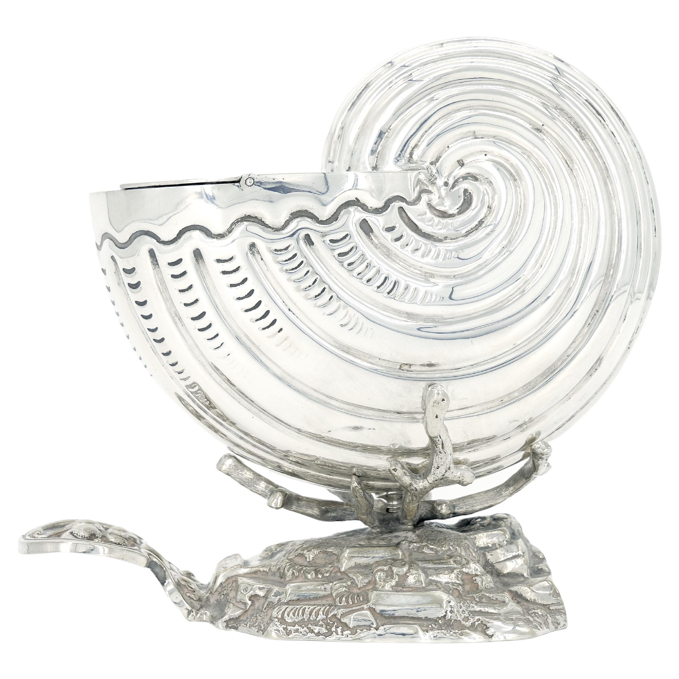 19th Century English Sheffield Silverplate Nautilus Shaped Spoon Warmer For Sale