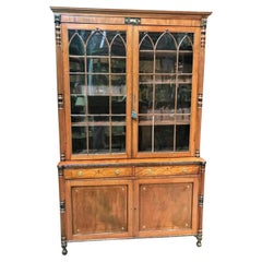 19th Century English Sheraton Bookcase Cabinet
