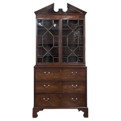 19th Century English Sheraton Mahogany Secretary ~ Bookcase