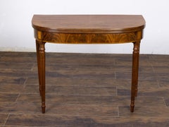 19th Century English Sheraton Style Mahogany Folding Demi-Lune Table