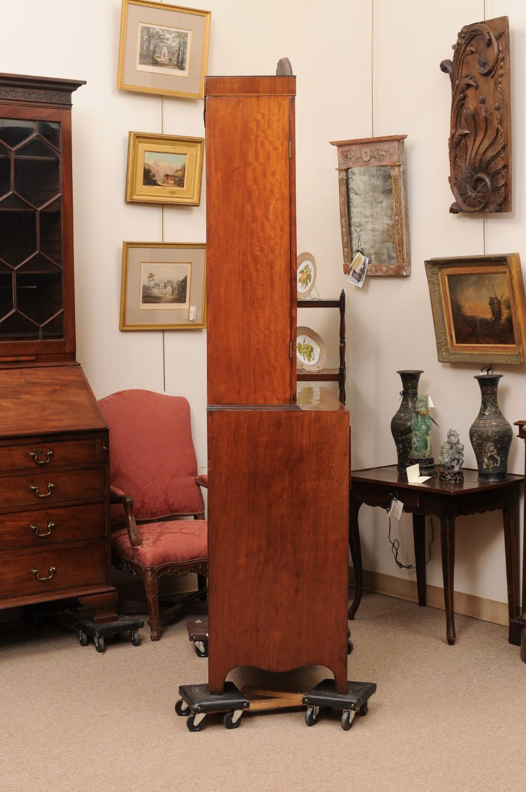 19th Century English Sheraton Style Mahogany Inlaid Secretary Bookcase  7