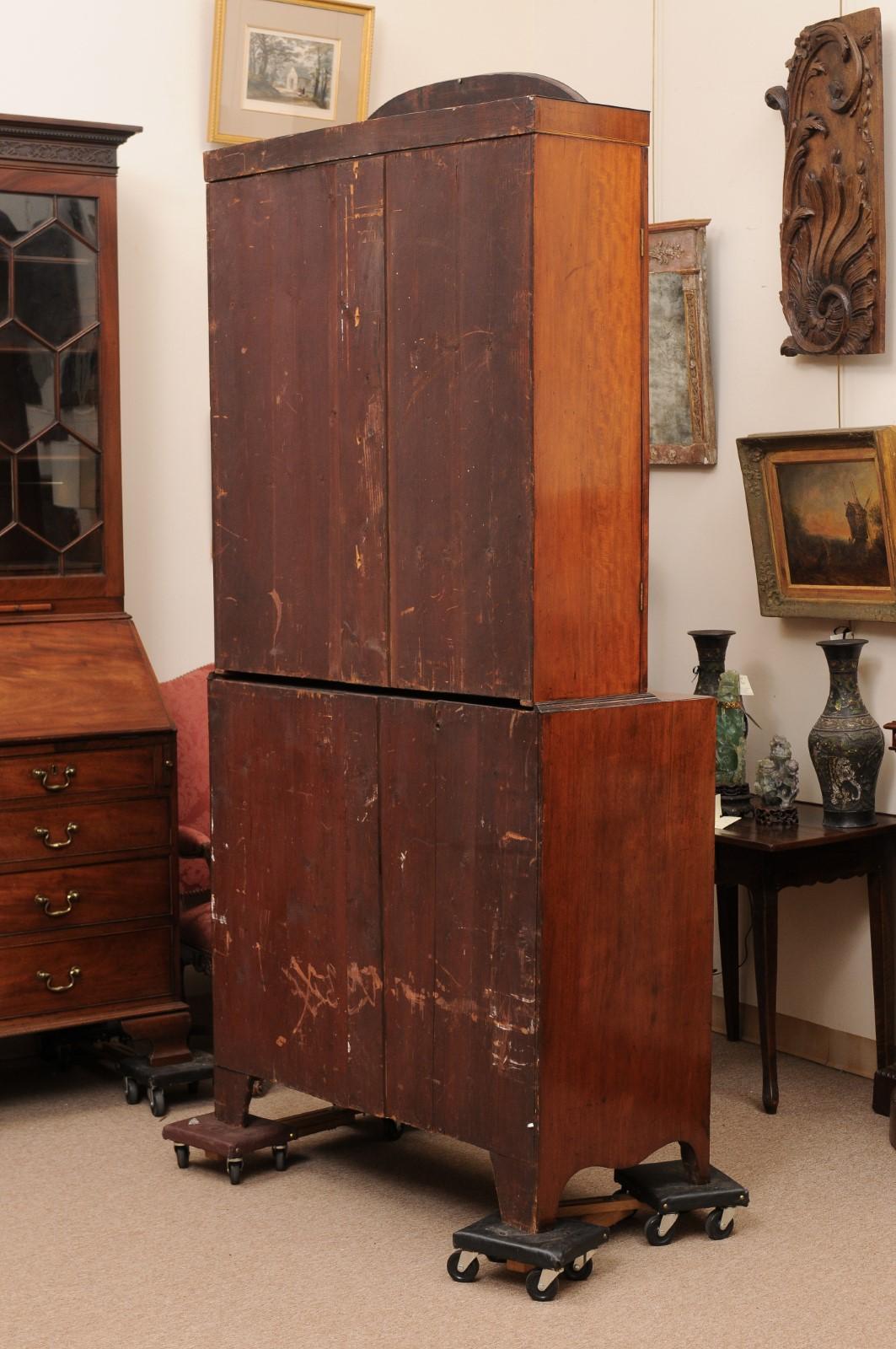 19th Century English Sheraton Style Mahogany Inlaid Secretary Bookcase  8