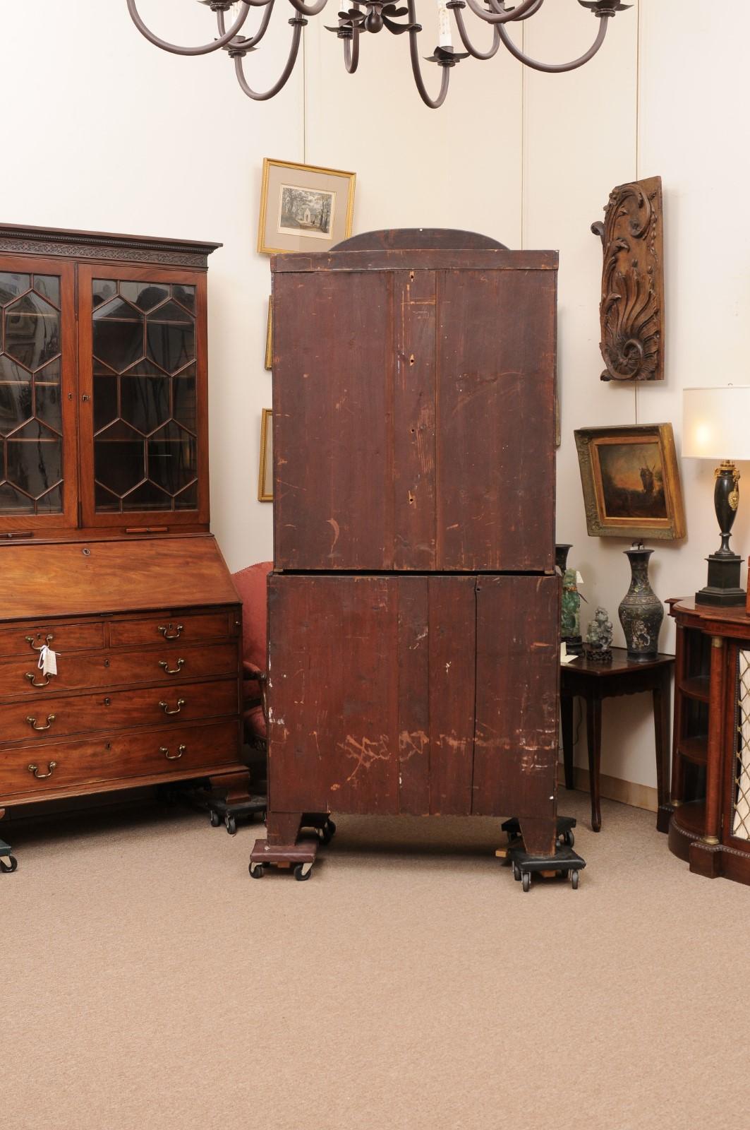 19th Century English Sheraton Style Mahogany Inlaid Secretary Bookcase  9