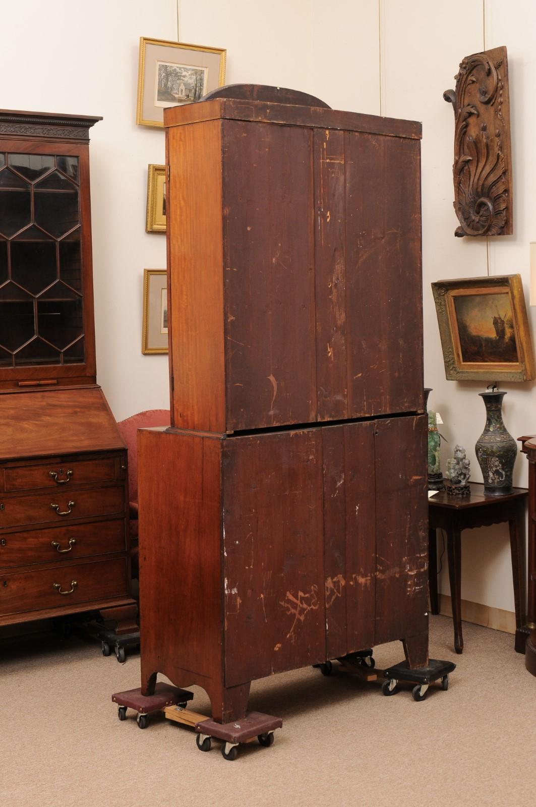 19th Century English Sheraton Style Mahogany Inlaid Secretary Bookcase  10