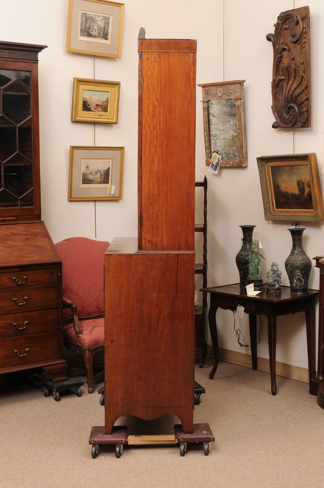 19th Century English Sheraton Style Mahogany Inlaid Secretary Bookcase  11