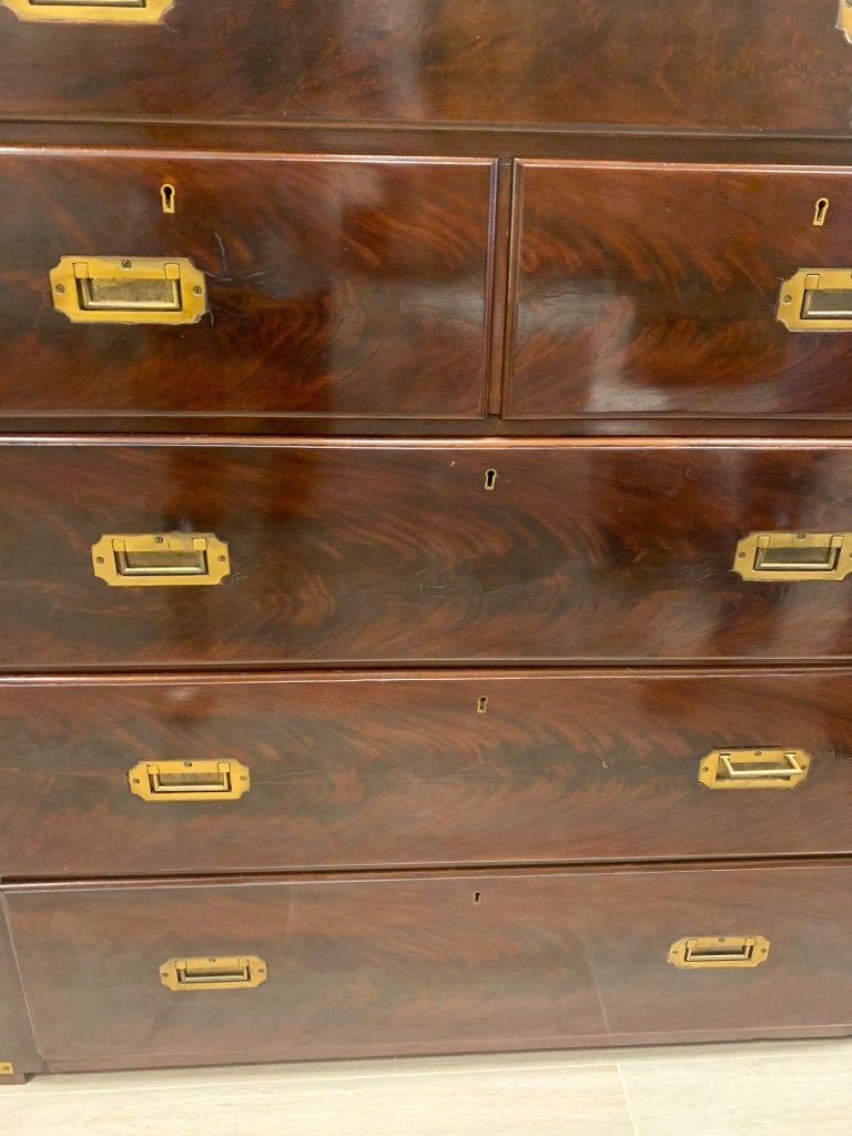 19th Century English Ship Commode, Chest of Drawers, Bureau, Wood Brass