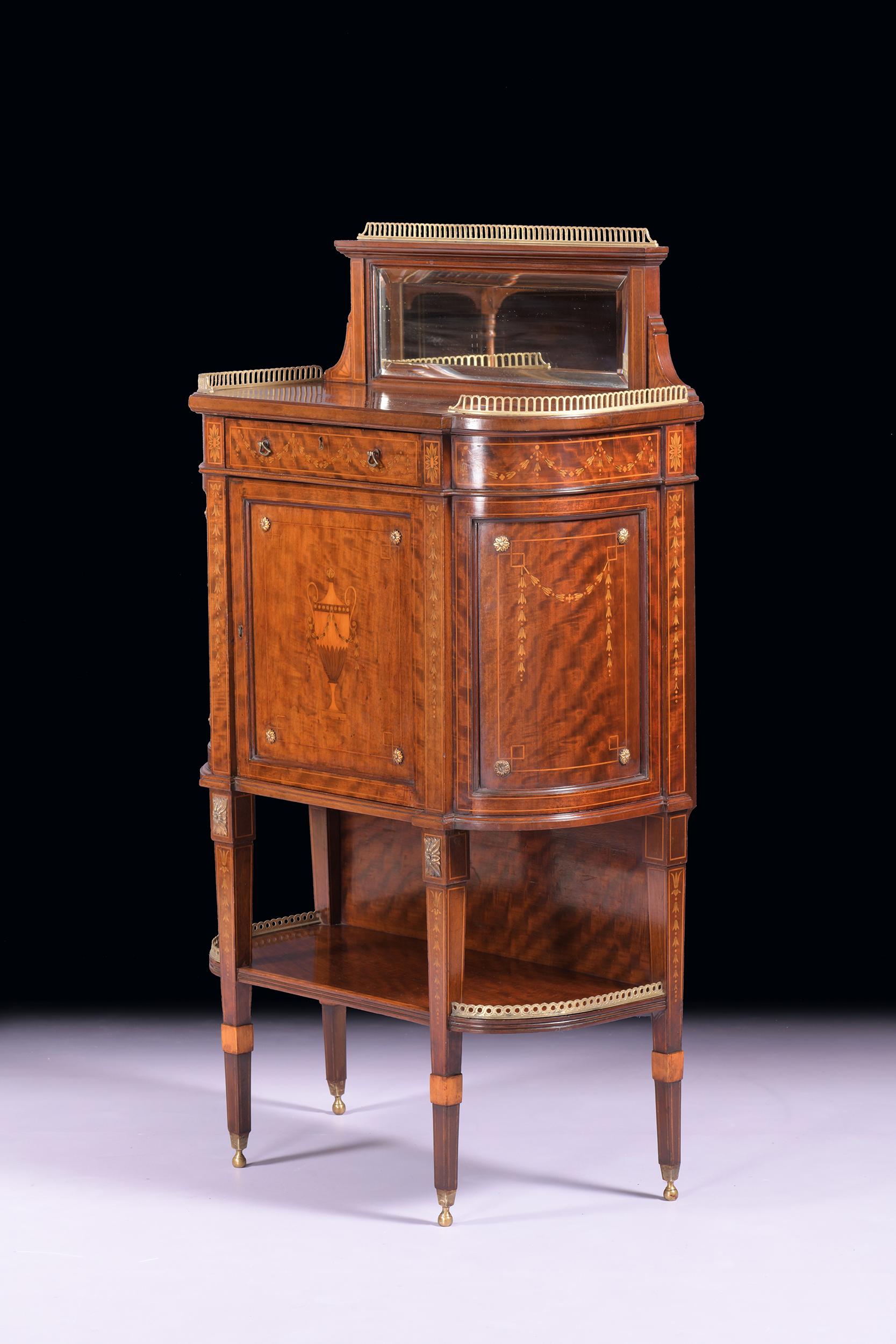 A late 19th century side cabinet by Edwards & Roberts, with the original makers labels 