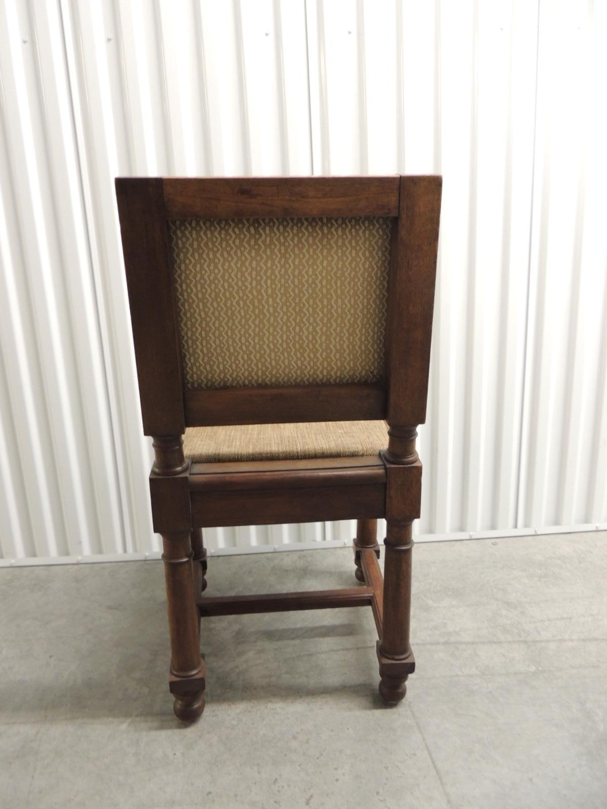Fabric 19th Century English Side Chair with Upholstered Back in Fortuny Tapa Pattern