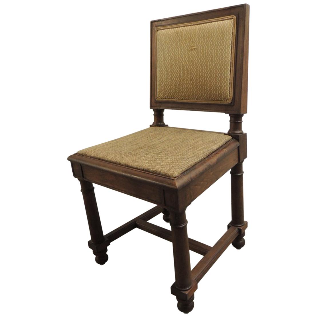 19th Century English Side Chair with Upholstered Back in Fortuny Tapa Pattern