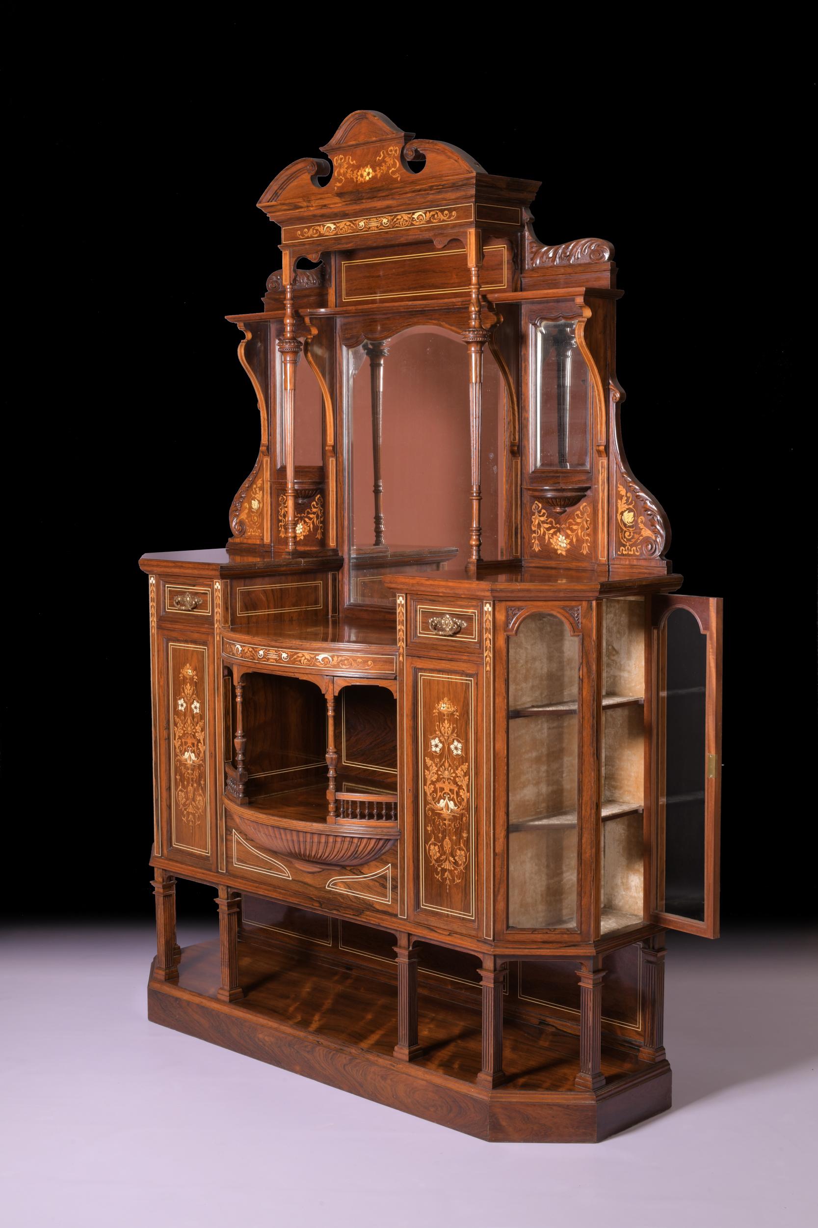 Victorian 19th Century English Side/Drawing Room Cabinet in the Manner of Collinson & Lock For Sale
