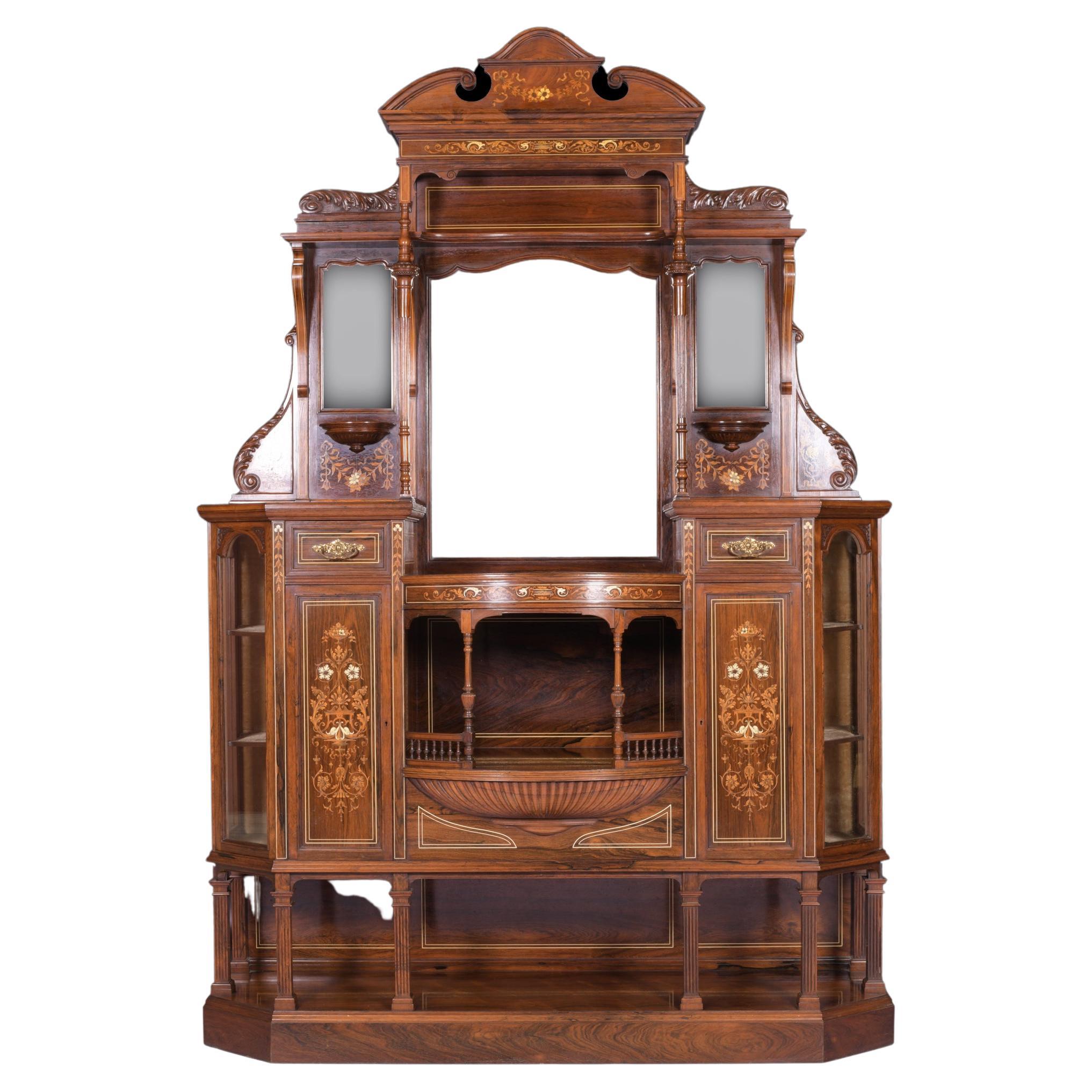 19th Century English Side/Drawing Room Cabinet in the Manner of Collinson & Lock For Sale