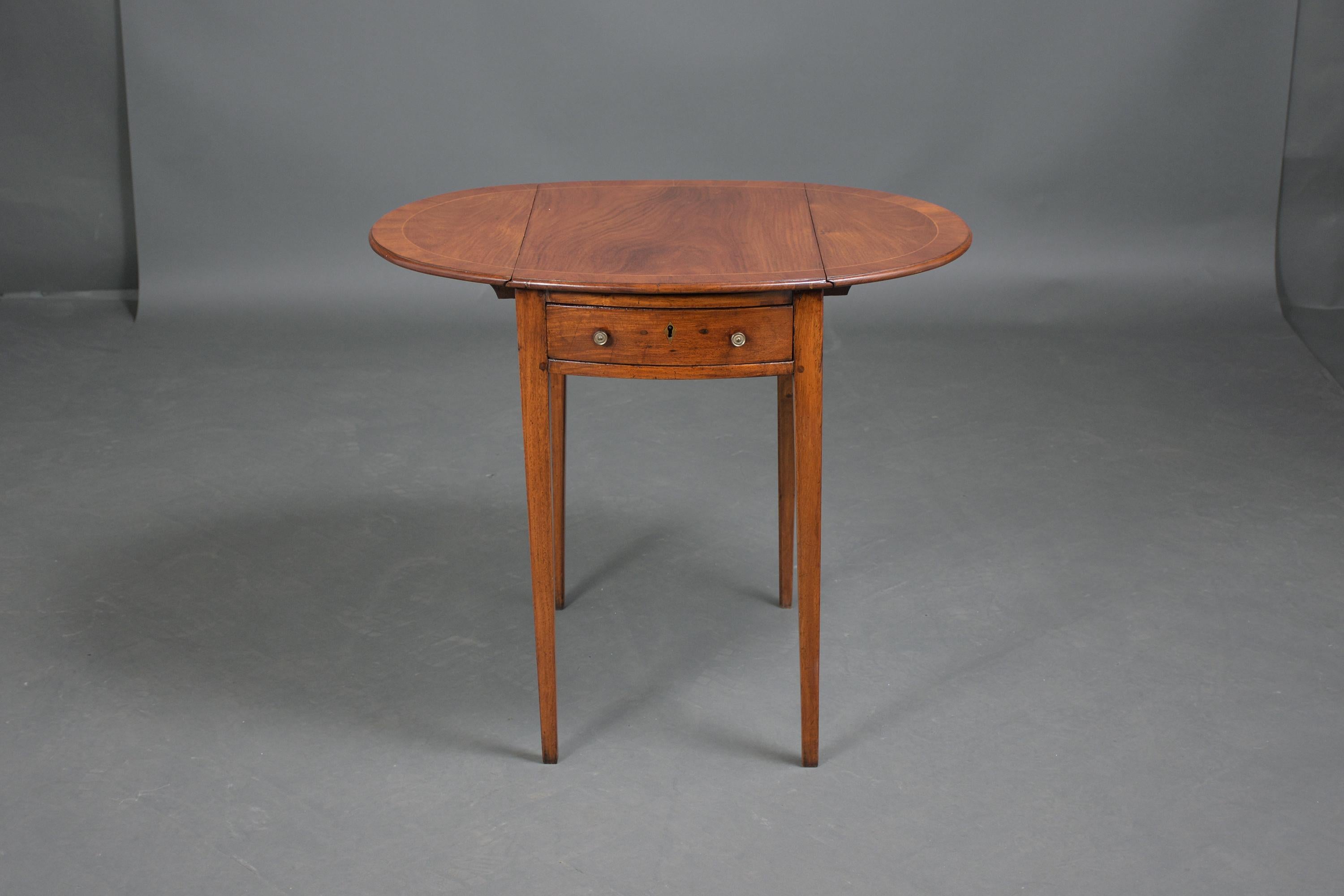 Experience the charm of English craftsmanship with our beautifully restored 19th-century antique Pembrook table. Handcrafted from premium cherrywood, this side table exemplifies classic elegance and stands in very good condition, a testament to the