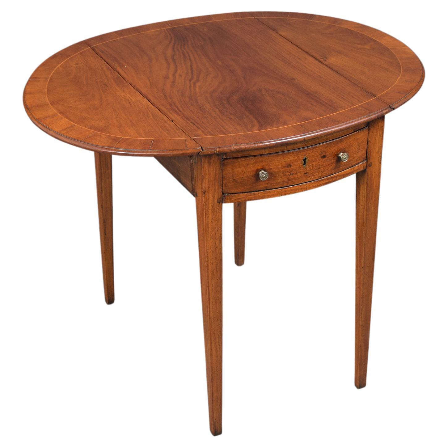 19th Century Cherrywood Antique Pembrook Table with Folding Leaves